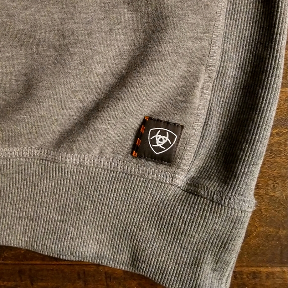 Ariat Men's Rebar Gray and Orange Crewneck Sweatshirt sz xl - Picture 3 of 11